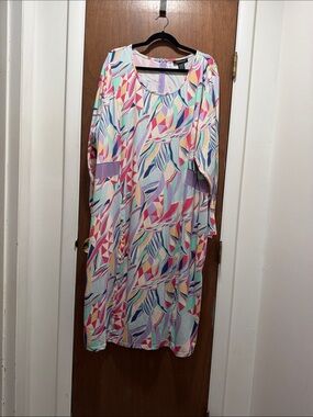 Ashley Stewart Multicolor Pastel Swirl Knit Top
